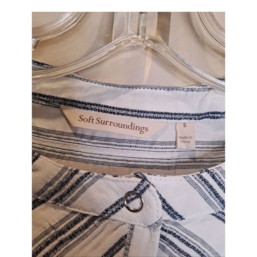 Soft Surroundings Belinda Striped Tunic Top Snap Front Shirt S NWT - Picture 6 of 9